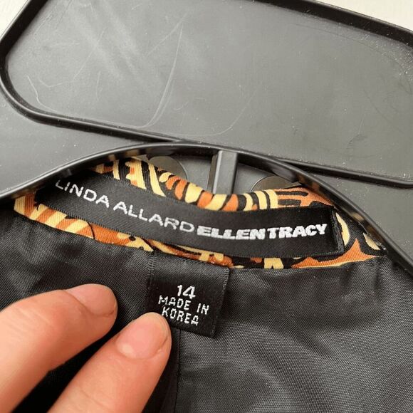 Ellen Tracy Blazer 14 NWOT Tribal Print Cotton Blend Long Jacket - Picture 3 of 8